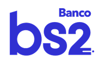 Logo do Banco bs2 em letras azuis.